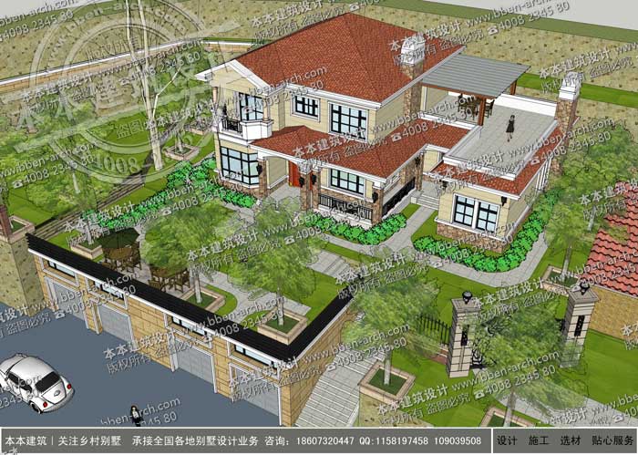 二層帶雜屋農村小別墅設計_鄉(xiāng)下自建民居帶柴火廚房設計圖紙